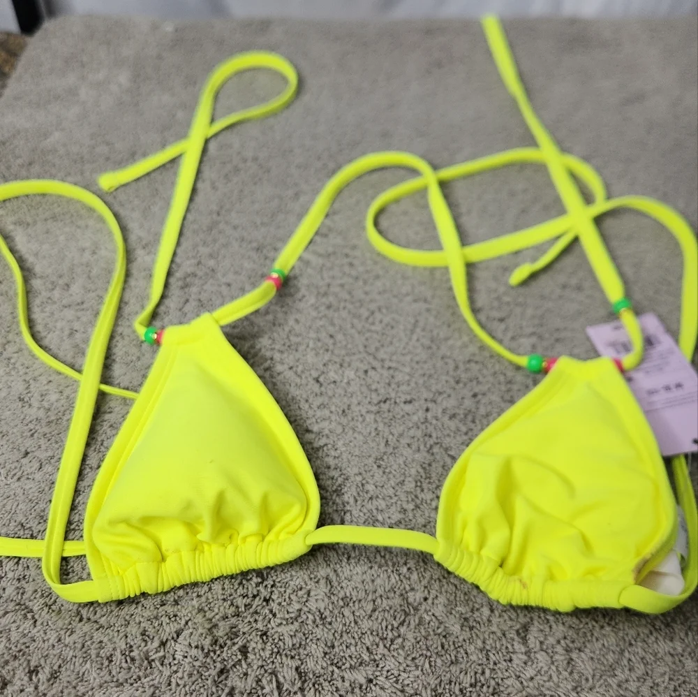 Women's Bright Yellow Bikini Top & Bottom With Beads - Wild Fable - M (8-10) - Picture 10 of 16
